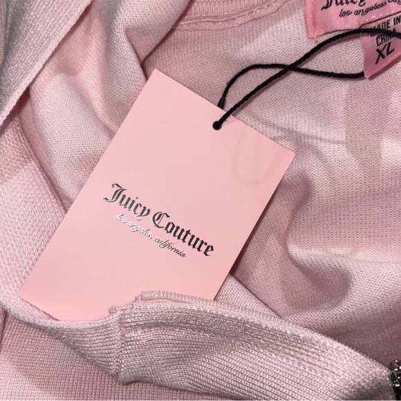 Juicy Couture Baby Pink Rhinestone Logo Knit Tracksuit Hoodie Pants Set XL - Picture 11 of 16